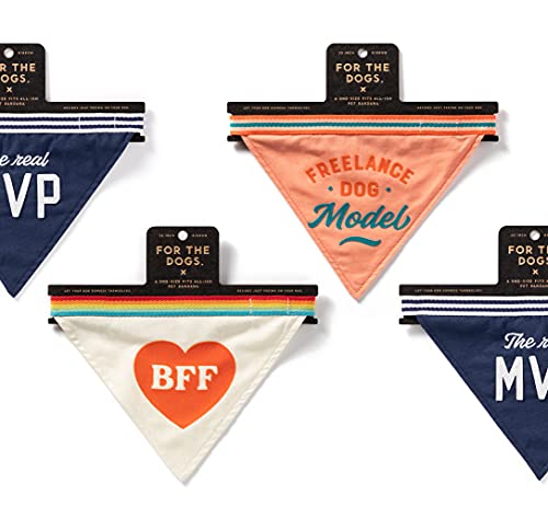 Brass Monkey The Real MVP Dog Bandana – Durable Cotton Pet Bandana, One Size Fits Most – 9” W x 6” H with 30” Tie Ribbon – Cute Dog Accessories with Eye-Catching Design