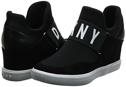 6.5 DKNY Women's High-Top Sneakers – Slip-On Shoes with Hidden Wedges, Black Cosmos
