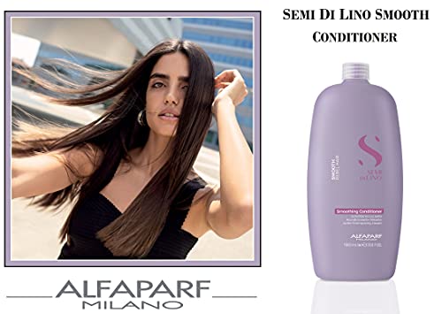 Alfaparf Milano Semi Di Lino Smooth Conditioner for Frizzy and Rebel Hair - Detangles Hair - Controls Frizz - Straightens and Hydrates Unruly Hair, 33.8 fl. oz.
