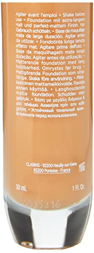 Clarins Everlasting Foundation | Full Coverage and Long-Wearing | Hides Imperfections, Evens Skin Tone and Hydrates | Natural, Matte Finish | Transfer-Proof, Sweat-Proof, Smudge-Proof | 1 Fl Oz