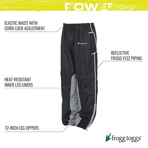 FROGG TOGGS Road Toad Reflective Waterproof Rain Pant, Black, Large