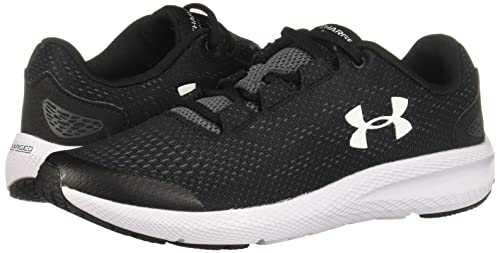 Under Armour Grade School Charged Pursuit 2 Running Shoe, Black (001)/White , 4