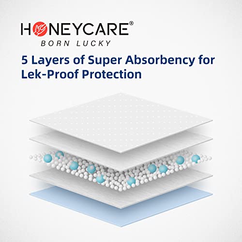 HONEY CARE All-Absorb, Large 22' x 23', 100 Count, Dog and Puppy Training Pads, Ultra Absorbent and Odor Eliminating, Leak-Proof 5-Layer Potty Training Pads with Quick-Dry Surface, Blue, A01