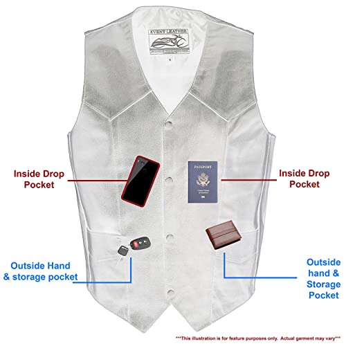 EVENT LEATHER EL5310 Black Motorcycle Leather Vest for Men - Riding Club Adult Motorcycle Vests - X-Large