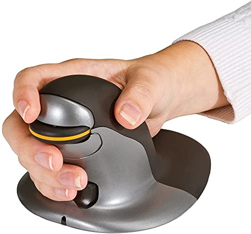 Posturite Penguin Ambidextrous Wireless Ergonomic Mouse | Rechargeable, Alleviates RSI, Easy-Glide, Vertical Design, PC Computer and Apple Mac Compatible (Medium, Wireless)