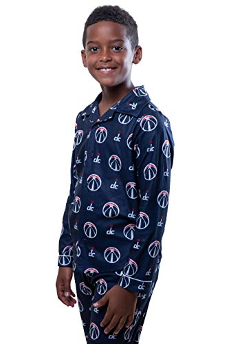 Ultra Game NBA Washington Wizards Youth 2 Piece Soft Tee Shirt and Lounge Pants Sleepwear Loungewear Pajama Set, Team Color, 8