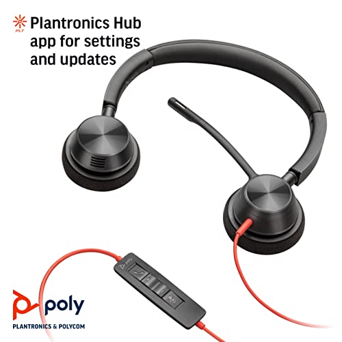 Plantronics - Blackwire 3320 USB-A - Wired, Dual-Ear (Stereo) Headset with Boom Mic - USB-A to Connect to Your PC, Mac or Cell Phone - Works with Teams, Zoom and More