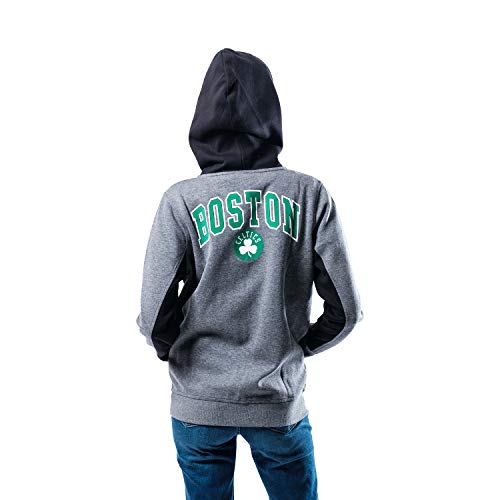 NBA Boston Celtics Women's Full Zip Hoodie Sweatshirt Jacket Dime, Small, Charcoal