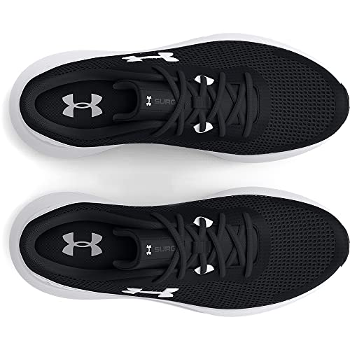 Under Armour Men's Surge 3 Road Running Shoe, Black (001)/White, 9.5