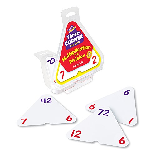 TREND ENTERPRISES: Three-Corner Multiplication and Division Flash Cards, Interactive Self-Checking Cards, Exciting Way for Everyone to Learn, 46 Two-Sided Cards Included, Ages 8 and Up