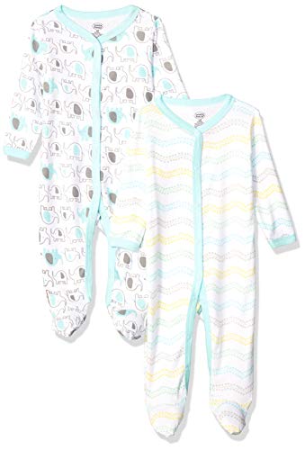 Luvable Friends unisex baby Cotton and Play Sleepers, Elephants, 3-6 Months US