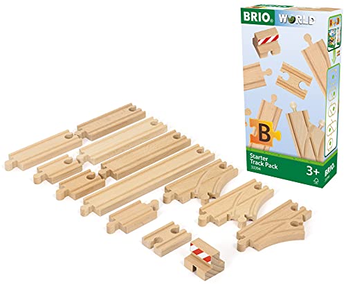 BRIO World - 33394 Starter Track Pack | 13Piece Wooden Train Tracks for Kids Ages 3 and Up