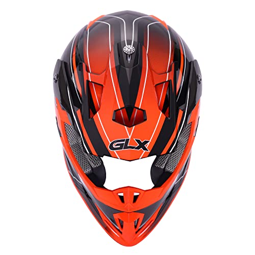 GLX GX23 Dirt Bike Off-Road Motocross ATV Motorcycle Full Face Helmet for Men Women, DOT Approved (Sear Orange, Medium)