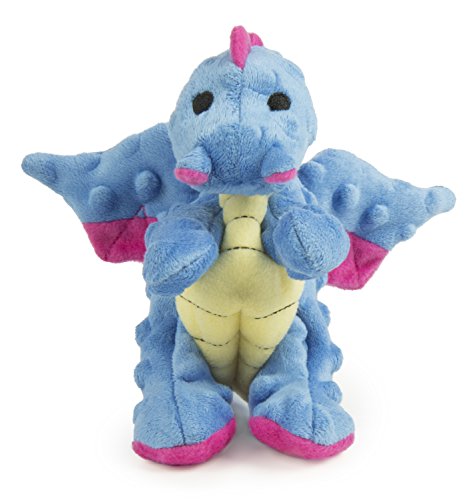 goDog Dragons Squeaker Plush Pet Toy for Dogs and Puppies, Soft and Durable, Tough and Chew Resistant, Reinforced Seams - Periwinkle, Small