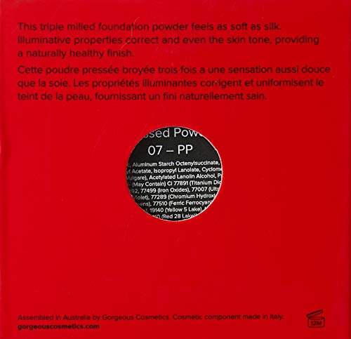 Gorgeous Cosmetics Powder Perfect, Pressed Powder Foundation, Compact with Mirror, Highly Pigmented and Buildable for Medium Coverage, Shade 07-PP