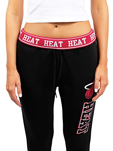 Ultra Game NBA Miami Heat Womens Jogger Pants Active Basic Fleece Sweatpants , Black, Small