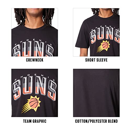 Ultra Game -NBA Phoenix Suns Mens Arched Plexi Short Sleeve Tee Shirt, Black, X-Large