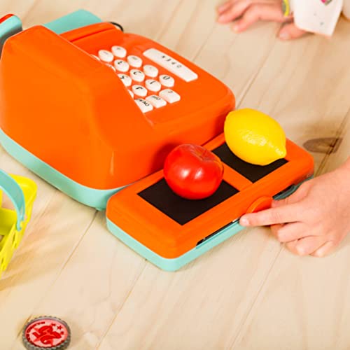 Battat Cash Register Toy Playset – Pretend Play Kids Calculator Cash Register with Accessories for 3+ (26-Pieces), Orange