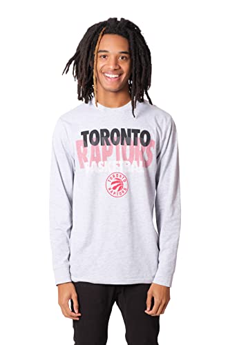 Ultra Game NBA Toronto Raptors Mens Supreme Long Sleeve Pullover Tee Shirt, Heather Gray, Medium