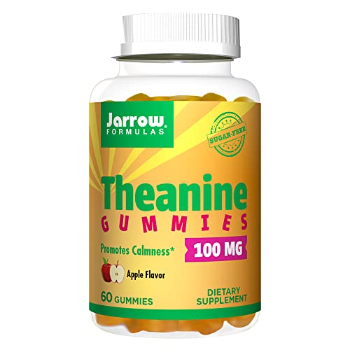 Jarrow Formulas Theanine Gummies 100 mg - 60 Apple Gummies - Neurologically Active Amino Acid - Found in Green Tea - Promotes Relaxation and Calmness - Sugar Free - 60 Servings (PACKAGING MAY VARY)