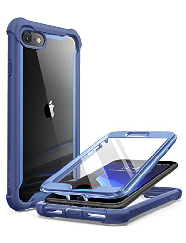i-Blason Ares Case for iPhone SE 2022 (3rd Gen), [Built-in Screen Protector] Dual Layer Rugged Clear Bumper Case for iPhone SE 2022/ iPhone SE 2020/ iPhone 8/ iPhone 7 (Blue)