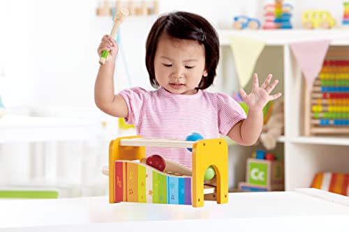 Hape Pound and Tap Bench with Slide Out Xylophone - Award Winning Durable Wooden Musical Pounding Toy for Toddlers