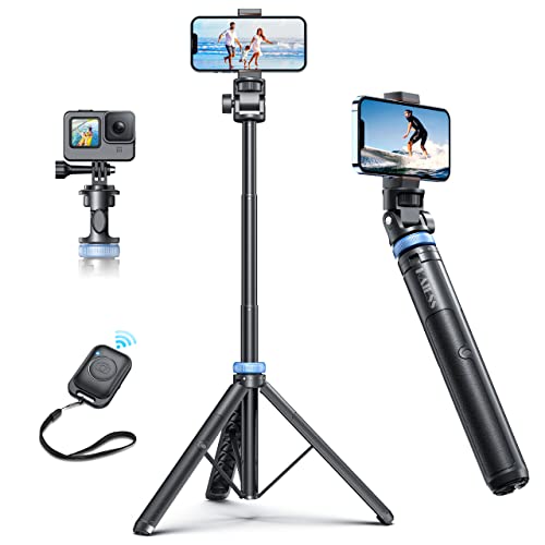 [Newest] 62' Selfie Stick Tripod with Remote - Kaiess Tripod for iPhone, High Strength Legs and Extendable Tube Tripod Stand, Fit for iPhone 14 Pro Max/14 Pro/13 Pro Max/Samsung S22/Camera/GoPro