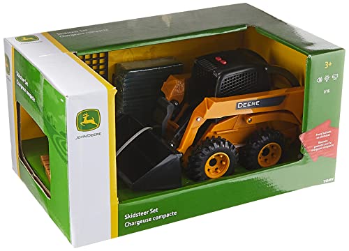 TOMY John Deere Big Farm Interactive Skid Steer Toy Set With Lights and Sounds, Yellow