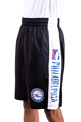 Ultra Game NBA Philadelphia 76ers Mens Mesh Basketball Shorts, Black, Small