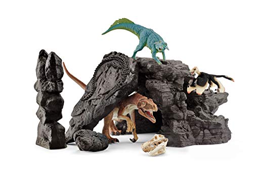 Schleich Dinosaurs, Dinosaur Gifts for Boys and Girls, Dinosaur Playset Cave and Realistic Dinosaur Figures, 7 Pieces, Ages 4+