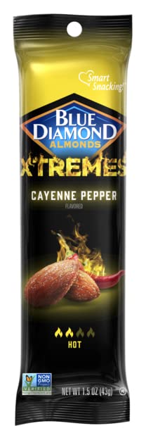 Blue Diamond Almonds XTREMES Cayenne Pepper Flavored Snack Nuts, 1.5oz Tube (Pack of 12)