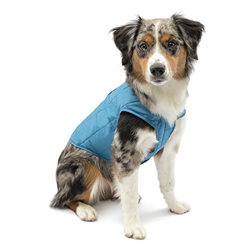 Kurgo Loft Dog Jacket - Reversible Fleece Winter Coat - Cold Weather Protection - Wear With Harness Or Additional Layers - Reflective Accents, Leash Access, Water Resistant - Coastal Blue/Orange, XS