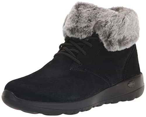 Skechers Women's ON-The-GO Joy-Plush Dreams Fashion Boot, Black/Grey, 6
