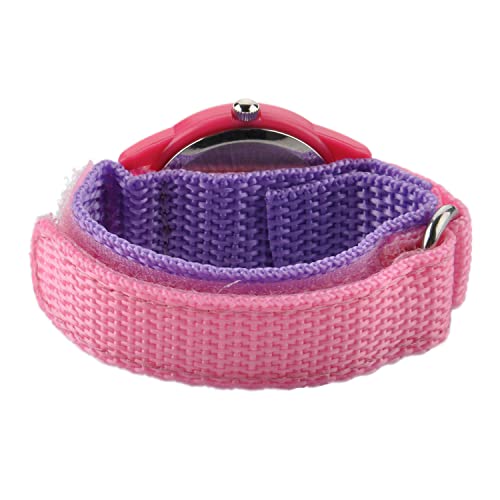 Disney Frozen Kids' Plastic Time Teacher Analog Quartz Nylon Strap Watch, Pink/Pink/Purple