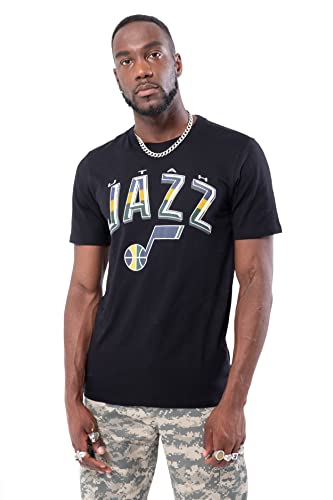 Ultra Game -NBA Utah Jazz Mens Arched Plexi Short Sleeve Tee Shirt, Black, X-Large