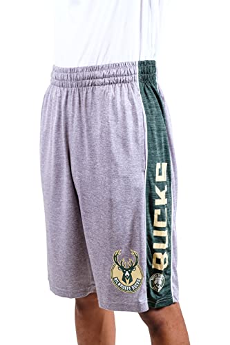 Ultra Game NBA Milwaukee Bucks Men's Mesh Athletic Active Basketball Shorts, Heather Gray, Small