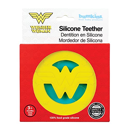 Bumkins Teething Freezer Toys for Babies, DC Comics Wonder Woman Baby Toy Teether, Teething Baby Relief for Gums, Babies 3 Months Up, Freezable Silicone Teether