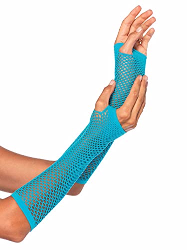 Leg Avenue womens Triangle Net Fingerless Gloves Exotic Apparel Accessory, Neon Blue, One Size US