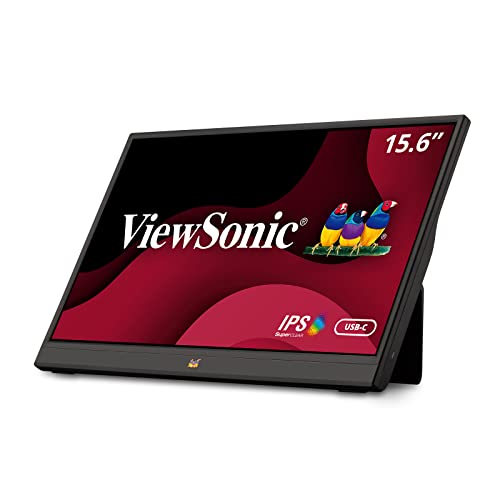 ViewSonic VA1655 15.6 Inch 1080p Portable IPS Monitor with Mobile Ergonomics, USB C, Mini HDMI and a Protective Case for Home and Office