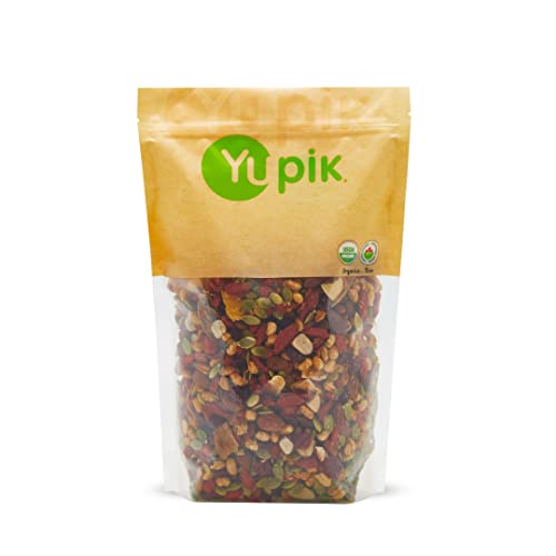 Yupik Organic Kathmandu Trail Mix, 1 lb, with Premium Mango Slices, Almonds, Cranberries, Dry Roasted Soy beans, Pumpkin Seeds, Goji Berries, Brazil Nuts,Brown