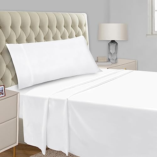 Mejoroom Twin Sheet Set - Kids Sheet and Pillowcase Sets - Hotel Luxury Twin Sheets for Boys Girls -Deep Pocket Fitted Sheet,Hypoallergenic,Wrinkleand Breathable,Fade Resistant - 3 Piece(Twin,White)