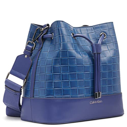 Calvin Klein Gabrianna Novelty Bucket Shoulder Bag, Medieval Blue Woven