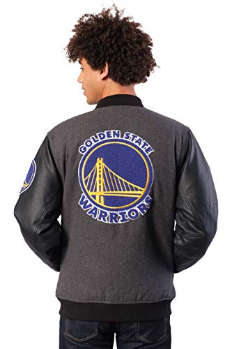 Ultra Game NBA Golden State Warriors Mens Full Zip Classic Varsity Jacket, Charcoal Heather, Medium