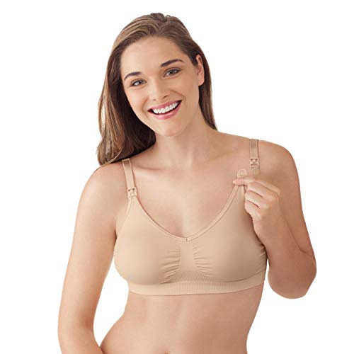 Medela Maternity and Nursing Comfort Bra, Non Wire and Seamless Nursing Bra for Breastfeeding Moms, Size XL Nude