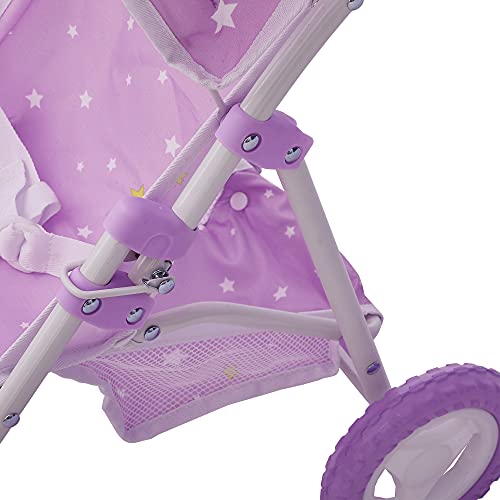 Olivia's Little World - Twinkle Stars Princess Baby Doll Jogging Stroller, fits Dolls up to 18 inches, Purple/White