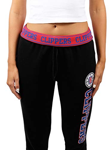 Ultra Game NBA Los Angeles Clippers Womens Jogger Pants Active Basic Fleece Sweatpants , Black, Large