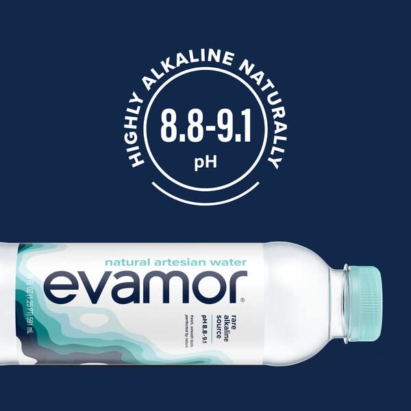 Evamor Natural Alkaline Artesian Water, 20-oz Bottles (Pack of 12)