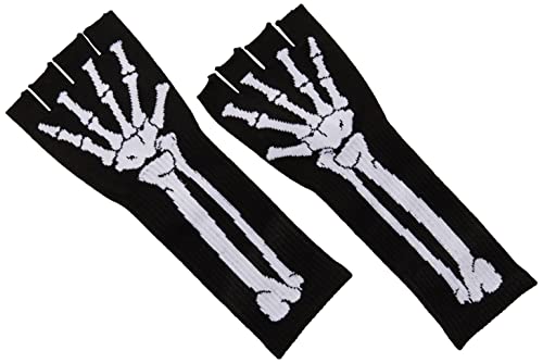 Leg Avenue Women's OS Woven Skeleton Fingerless Gloves, Black, One Size