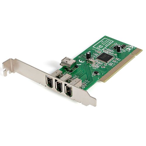 StarTech.com 4 port PCI 1394a FireWire Adapter Card - 3 External 1 Internal FireWire PCI Card (PCI1394MP)