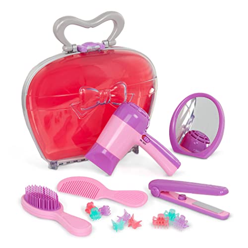 Play Circle by Battat – Pink Beauty Shop Hairdressing Set – Mirror, Brush Kit, Working Hair Dryer with Sounds and Air, Salon Accessories – Pretend Play Styling Toys for Girls Ages 3 and Up (15 Pieces)